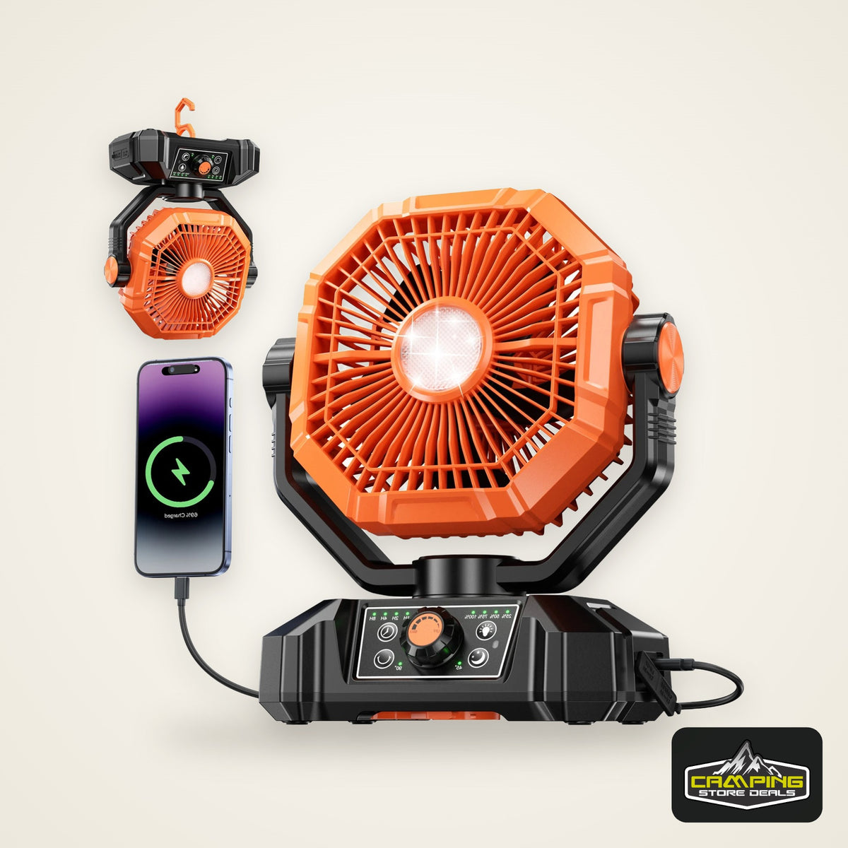 20000mAh Camping Fan with LED Lantern 8 Speed Desk Fan with Remote Portable Outdoor Fan with Hook for Tent Power Outages Jobsite