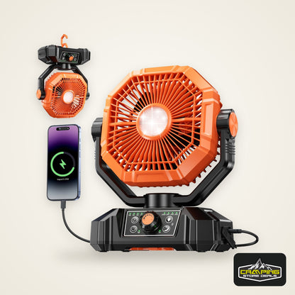 20000mAh Camping Fan with LED Lantern 8 Speed Desk Fan with Remote Portable Outdoor Fan with Hook for Tent Power Outages Jobsite