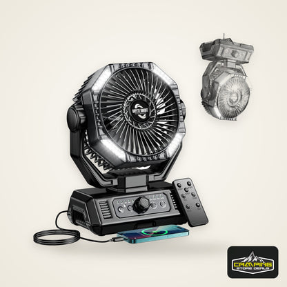 20000mAh Camping Fan with LED Lantern 8 Speed Desk Fan with Remote Portable Outdoor Fan with Hook for Tent Power Outages Jobsite