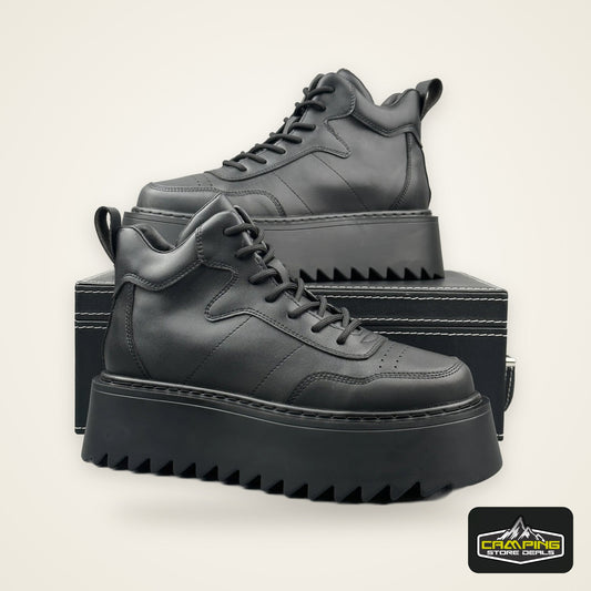 2025 Men’s High Top Sneakers – Leather Platform Casual Shoes | Outdoor Breathable Running & Fashion Trainers