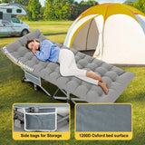 Folding Camping Cot Bed For Adults Sleeping 1200D Double Layer Oxford Portable Folding Outdoor Cots For Camping W/Soft Pad Carry Bag, Portable Travel Camp Cot Bed, Heavy Duty, For Patio, Courtyard, Lawn, And Garden, Ideal As
