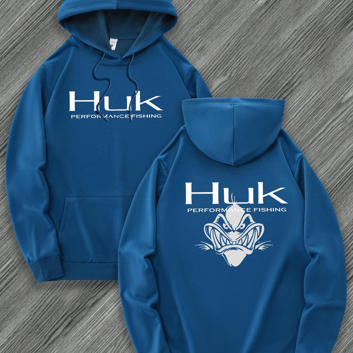 [Trendy Hooded Sweatshirt] HUK PERFORMANCE FISHING Men's Trendy Hooded Sweatshirt | Casual Drawstring Hoodie with Kangaroo Pocket, Geometric Design, All-Season Wear, Regular Fit