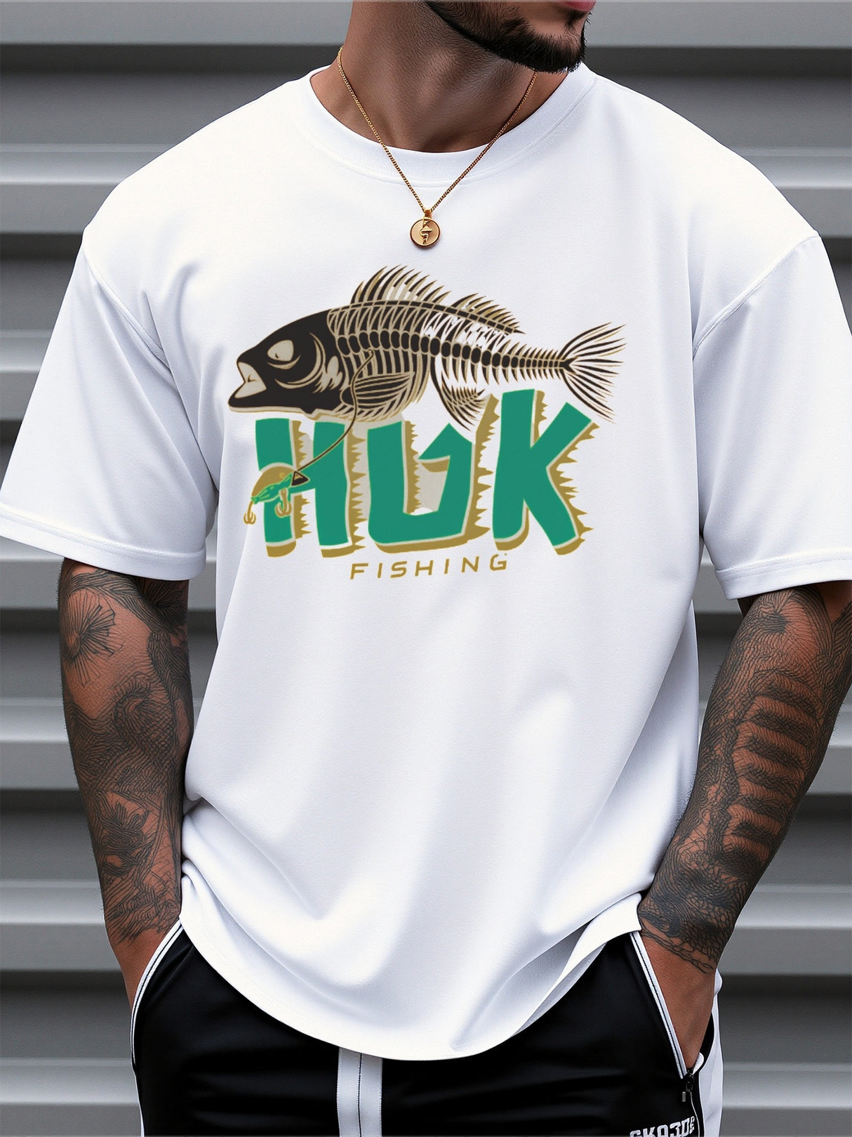 HUK Men's Fishing T-Shirt – Breathable Short Sleeve Tee with Fish Graphic, Loose Fit, Outdoor & Summer Wear
