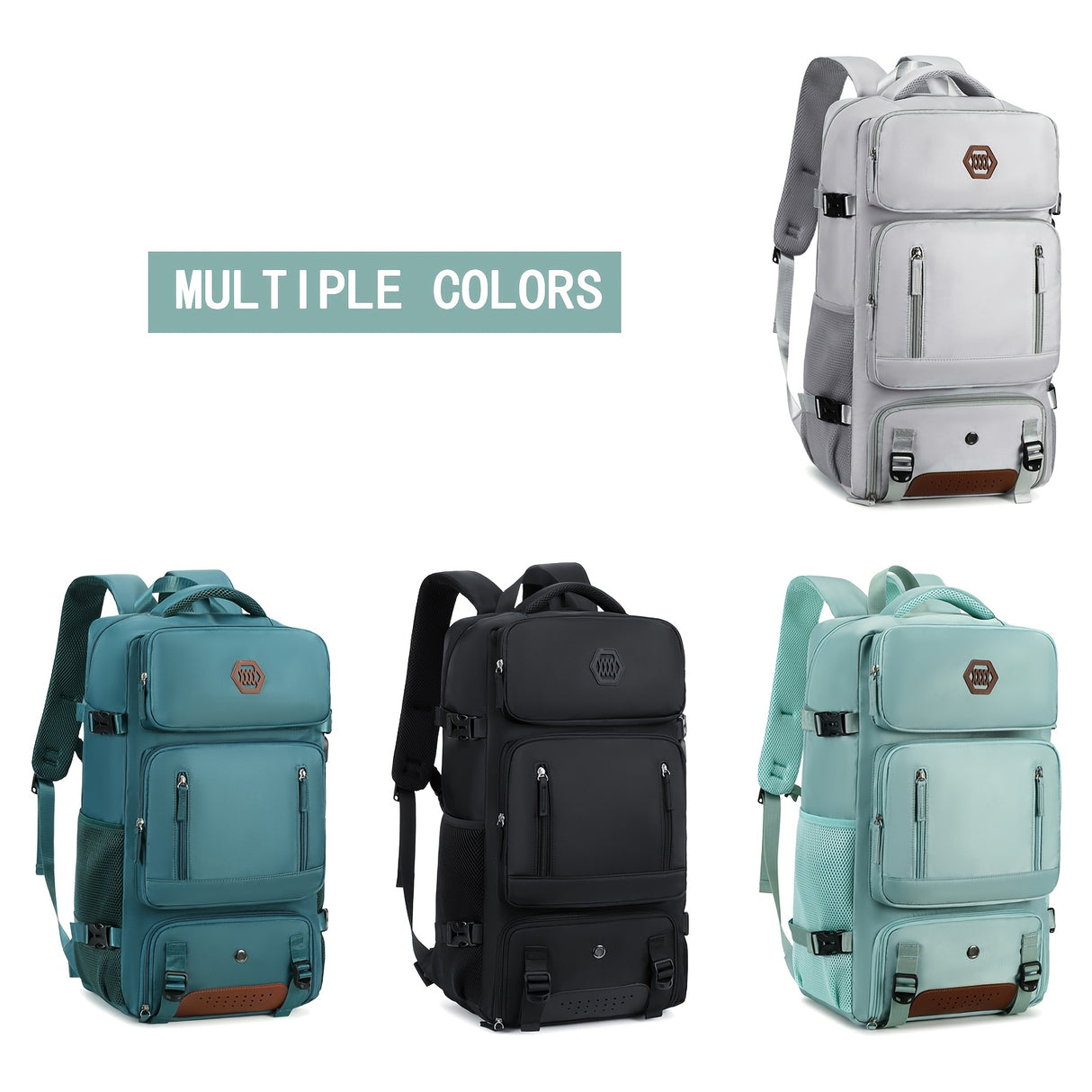 Light Blue Travel Backpack for Men and Women – Fits 17.3" Laptop, Adjustable Straps, Shoe Compartment, Breathable Mesh Back, Durable Polyester for Camping, Hiking, and Travel – Casual, Multipurpose Design