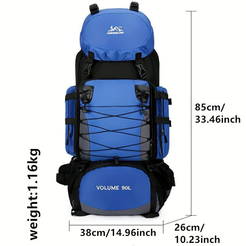 [Durable Hiking Backpack] Durable 90L Large Capacity Hiking Backpack | Multi-Compartment Design for Outdoor Trekking, Camping & Travel, with Adjustable Straps, Laptop Sleeve, and Front Zipper Closure, Hiking Gear