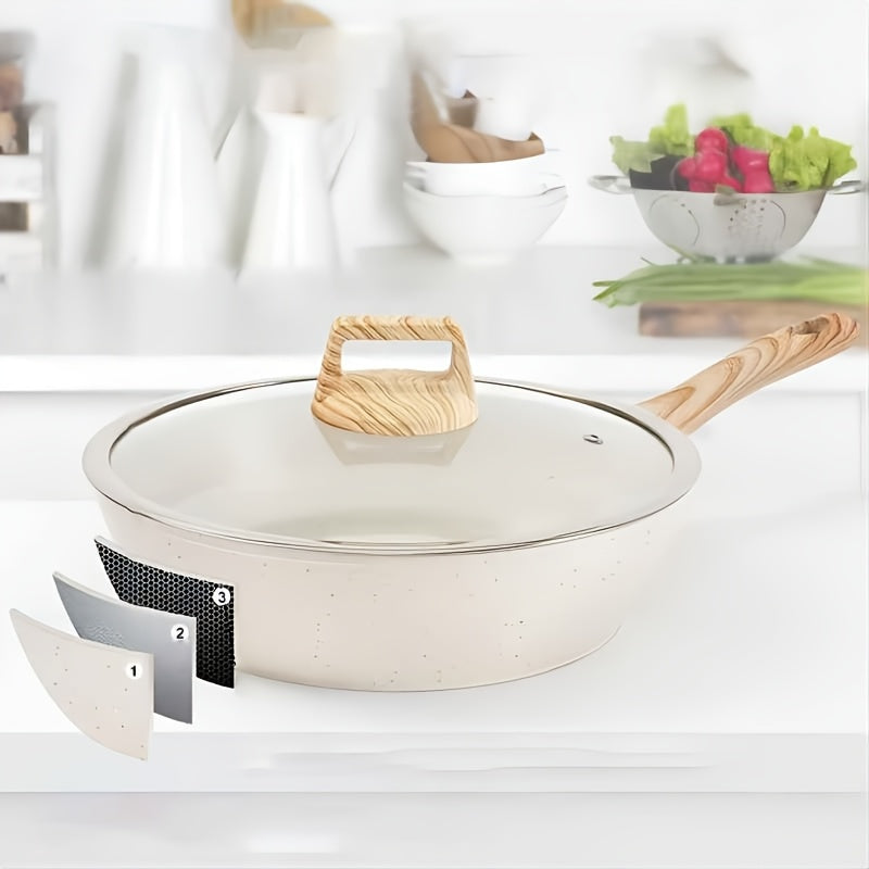 12pcs Nonstick Pots and Pans Set Granite Kitchen Cookware Set Suitable for Induction Electric and Gas Stoves Includes Frying Pans and Saucepans White