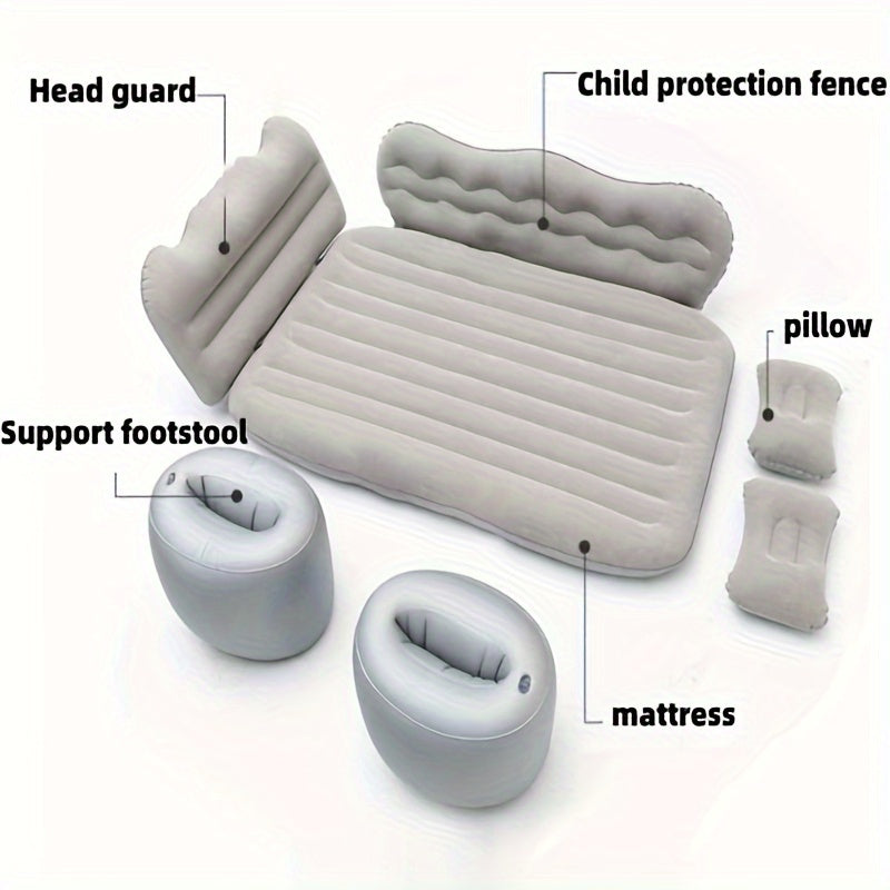 Truck and Car Inflatable Mattress - Car Rear Seat Inflatable Mattress Without Pump - Portable Rear Seat Travel Inflatable Mattress - Camping Holiday Inflatable Mattress - Sleeping Pad with 2 Pillows - Universal Type