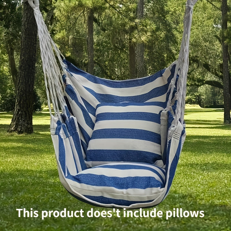 1pc Outdoor Hammock Chair Leisure Swing Hanging Chair Canvas Without Pillow And Cushion Indoor Outdoor Hammock Garden Leisure Furniture Hammocks, OPP Sealed Bag