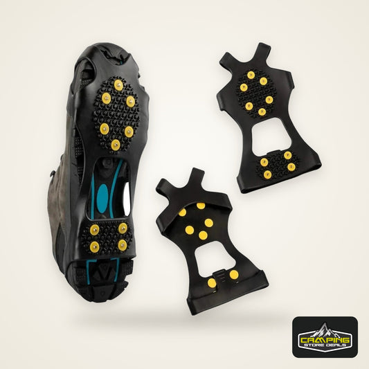 2pcs 10 Steel Studs Crampons Snow Grips Cleats for Ice and Snow Anti-Slip Rubber Traction Cleats Hiking Walking Climbing Jogging