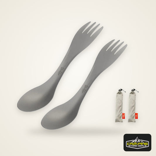2Pcs Titanium Spork 2-in-1 Spoon Ultralight Cookware Portable Fork Knife Outdoor Camping Picnic Travel Eco-Friendly Flatware