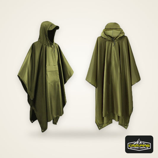 3 In 1 Outdoor Military Raincoat Hooded Sleeve Waterproof Rain Poncho Motorcycle Rain Cover Camping Hiking Travel Rainwear Tent