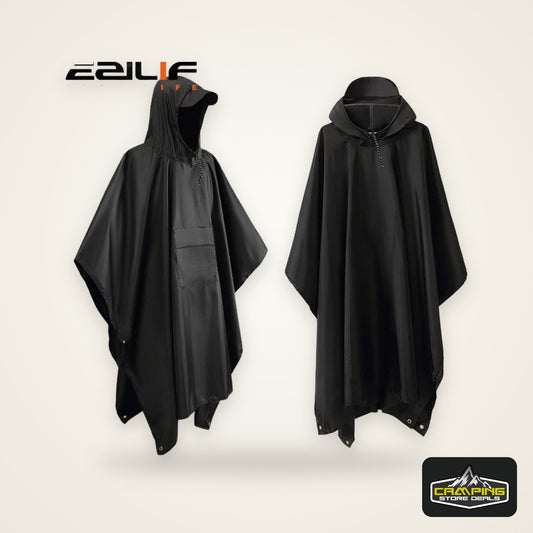 3 In 1 Outdoor Military Raincoat Hooded Sleeve Waterproof Rain Poncho Motorcycle Rain Cover Camping Hiking Travel Rainwear Tent