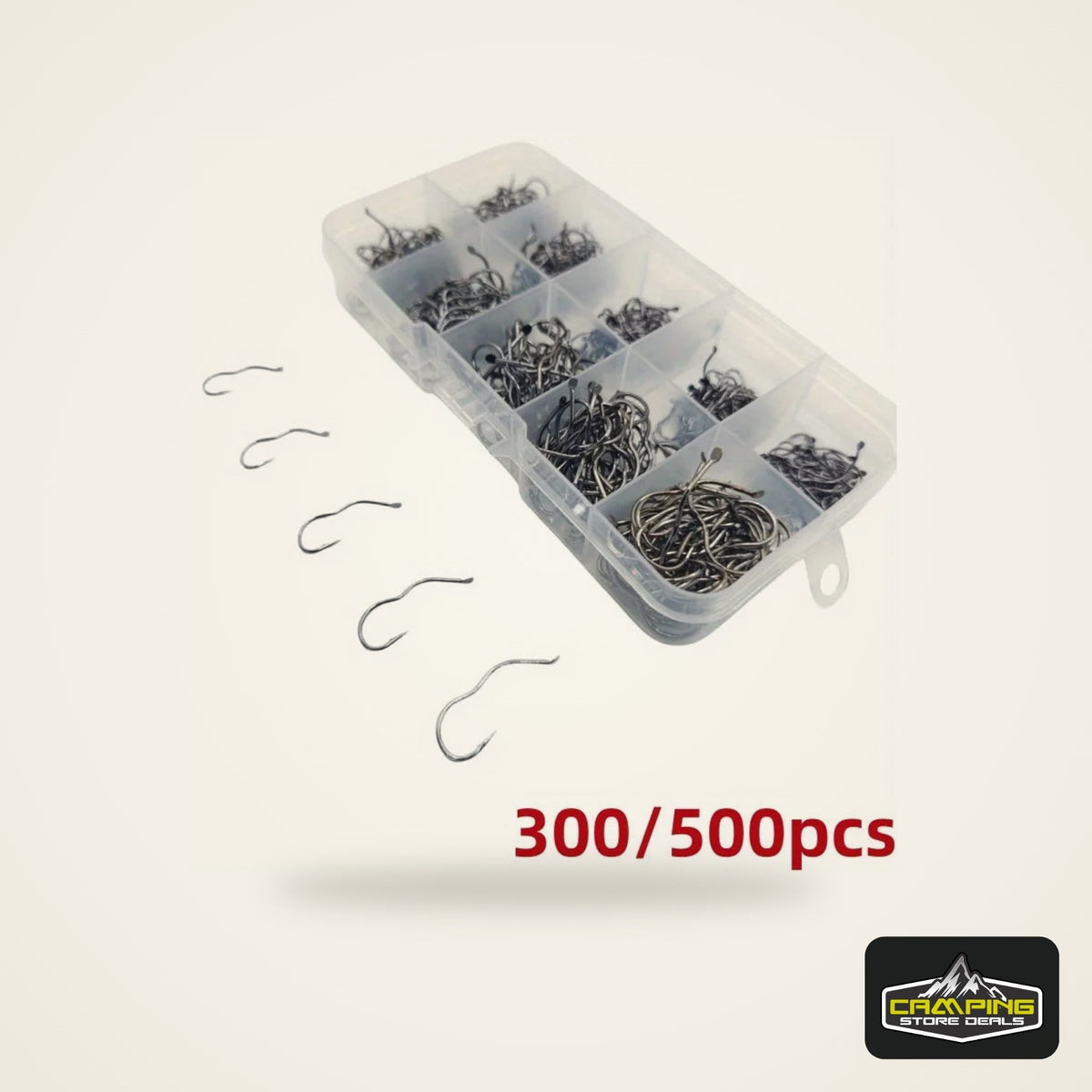 Carbon Steel Fishing Hook Assortment (300/500 Pack)