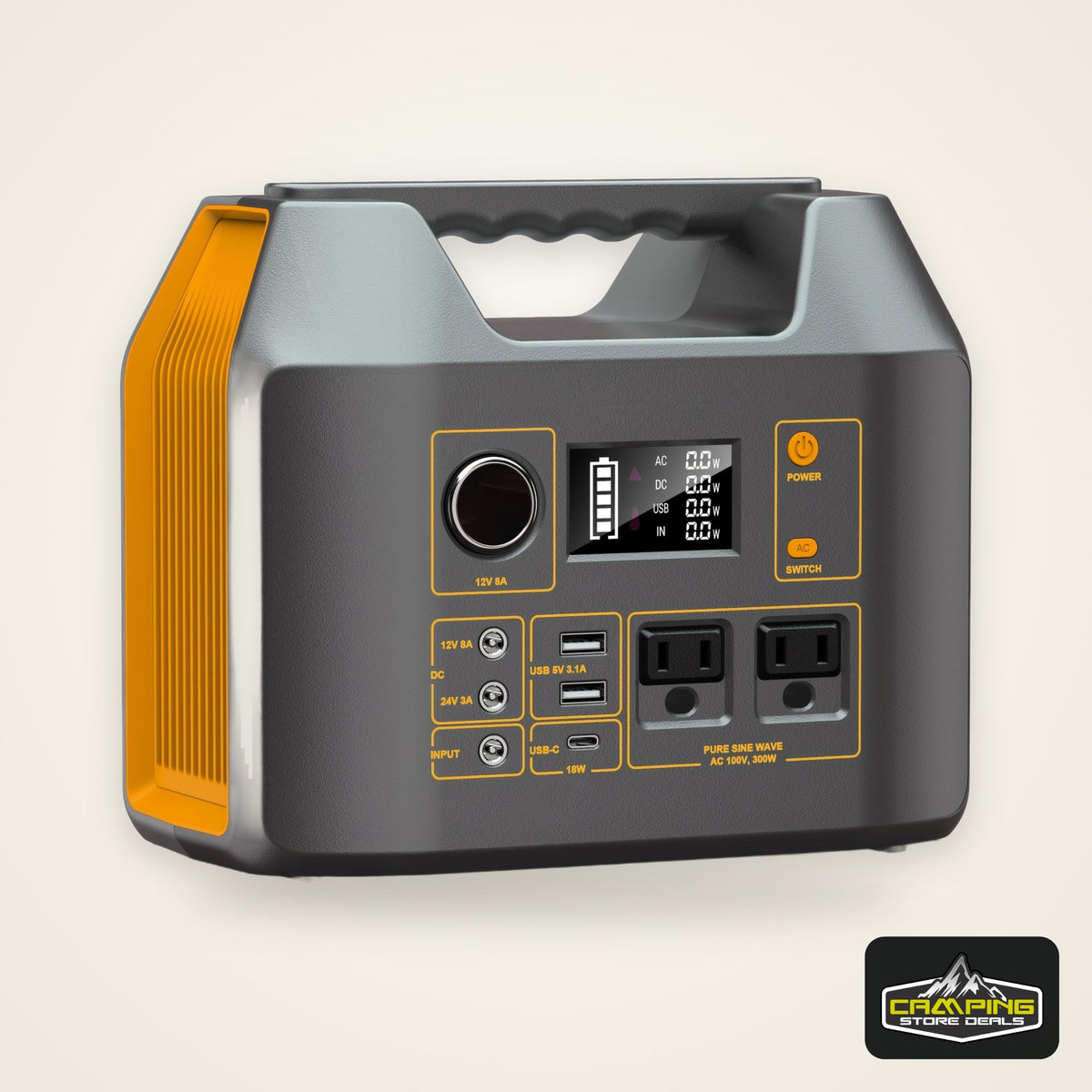[300W Portable Solar Generator] Portable Power Station Solar Generator - 300W/250W/150W/100W, 146Wh/155Wh/250Wh/280Wh/296Wh Compact Lithium-Ion Battery Charger with 110V AC Outlet, DC & USB Outputs, LED Flashlight, Built-in C