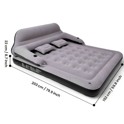 [Automatic Inflatable Mattress] Automatic Double Bed Inflatable Mattress with Backrest Pillow | Portable Air Cushion Outdoor Camping Home Inflatable Mattress Bed with Inflatable Pump