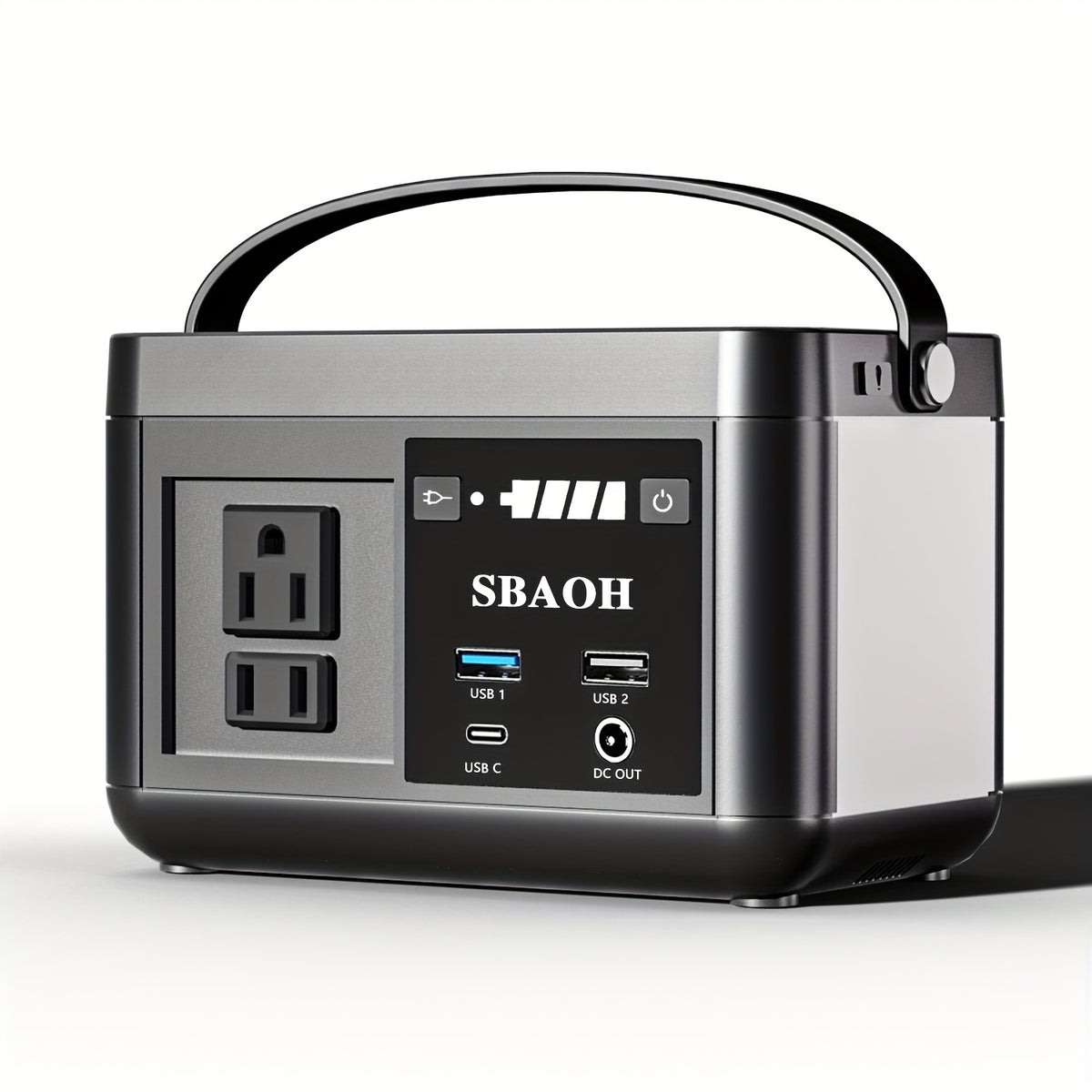 Portable Power Station 88.8WH, SBAOH Solar Power Station Lithium Battery Power Supply 110V AC USB-C Solar Power Station for Camping, Road Trip, Emergency Power Supply Black