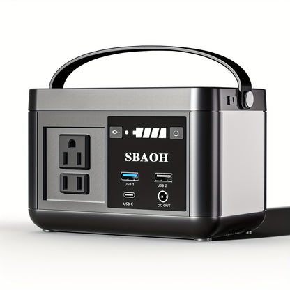 Portable Power Station 88.8WH, SBAOH Solar Power Station Lithium Battery Power Supply 110V AC USB-C Solar Power Station for Camping, Road Trip, Emergency Power Supply Black