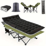 Camping Cots for Adults with Mattress, Chaise Lounges Folding Outdoor Camping Travel Cot with Pad 900LBS(Max Load), Lightweight, Stable, Durable Folding Bed with Carrying Bag
