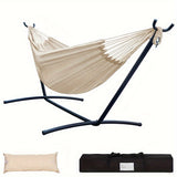 Lazy Daze Hammocks Double Hammock with Space Saving Steel Stand Includes Portable Carrying Case and Head Pillow, 450 Pounds Capacity