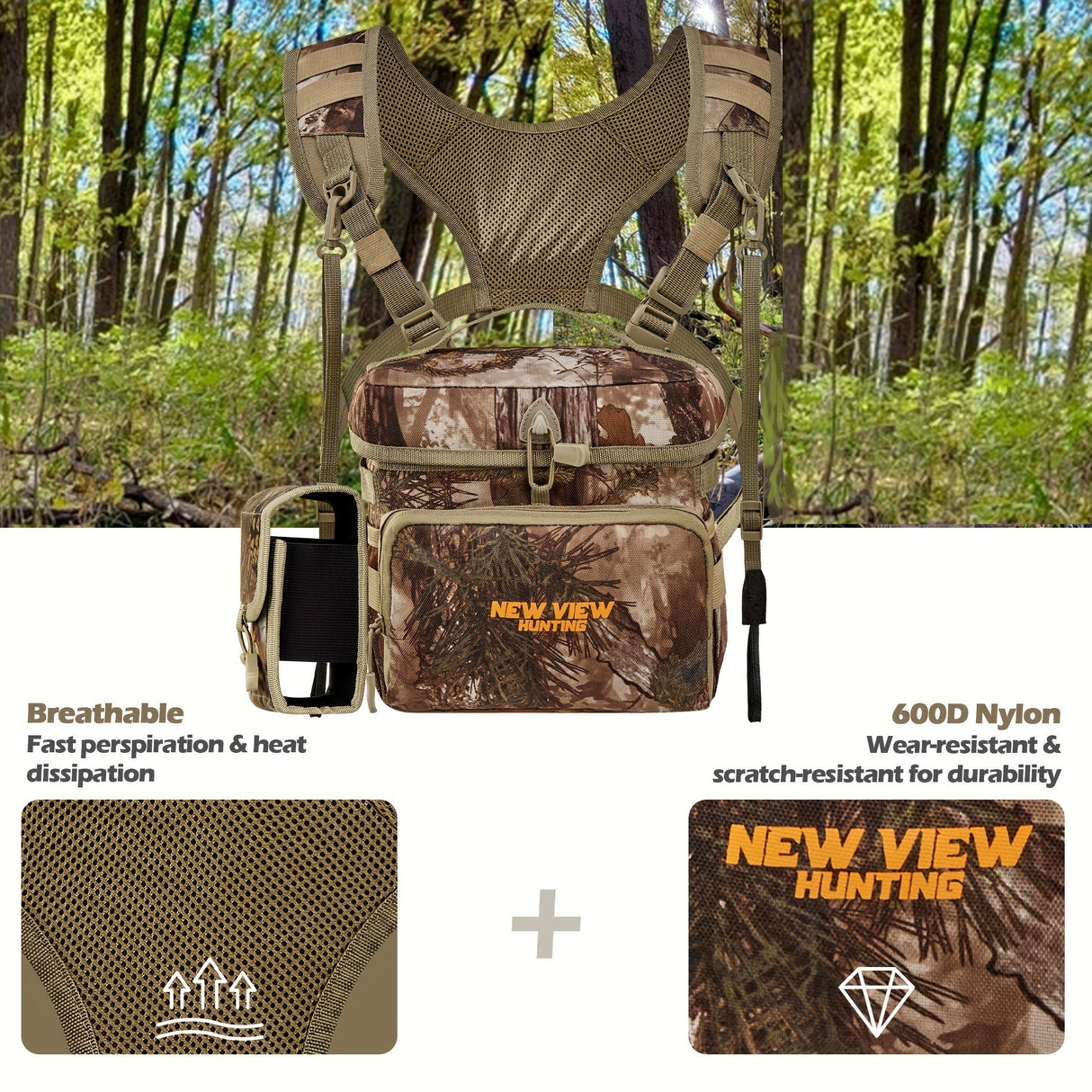 NEW VIEW Adjustable Outdoor Vest Bag For Men, Breathable Chest Bag With Handle, Camouflage Camping Bag Hiking Bag Mountaineering Bag For Wilderness Enthusiast, Explorer