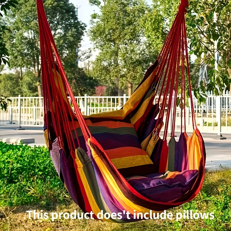 1pc Outdoor Hammock Chair Leisure Swing Hanging Chair Canvas Without Pillow And Cushion Indoor Outdoor Hammock Garden Leisure Furniture Hammocks, OPP Sealed Bag