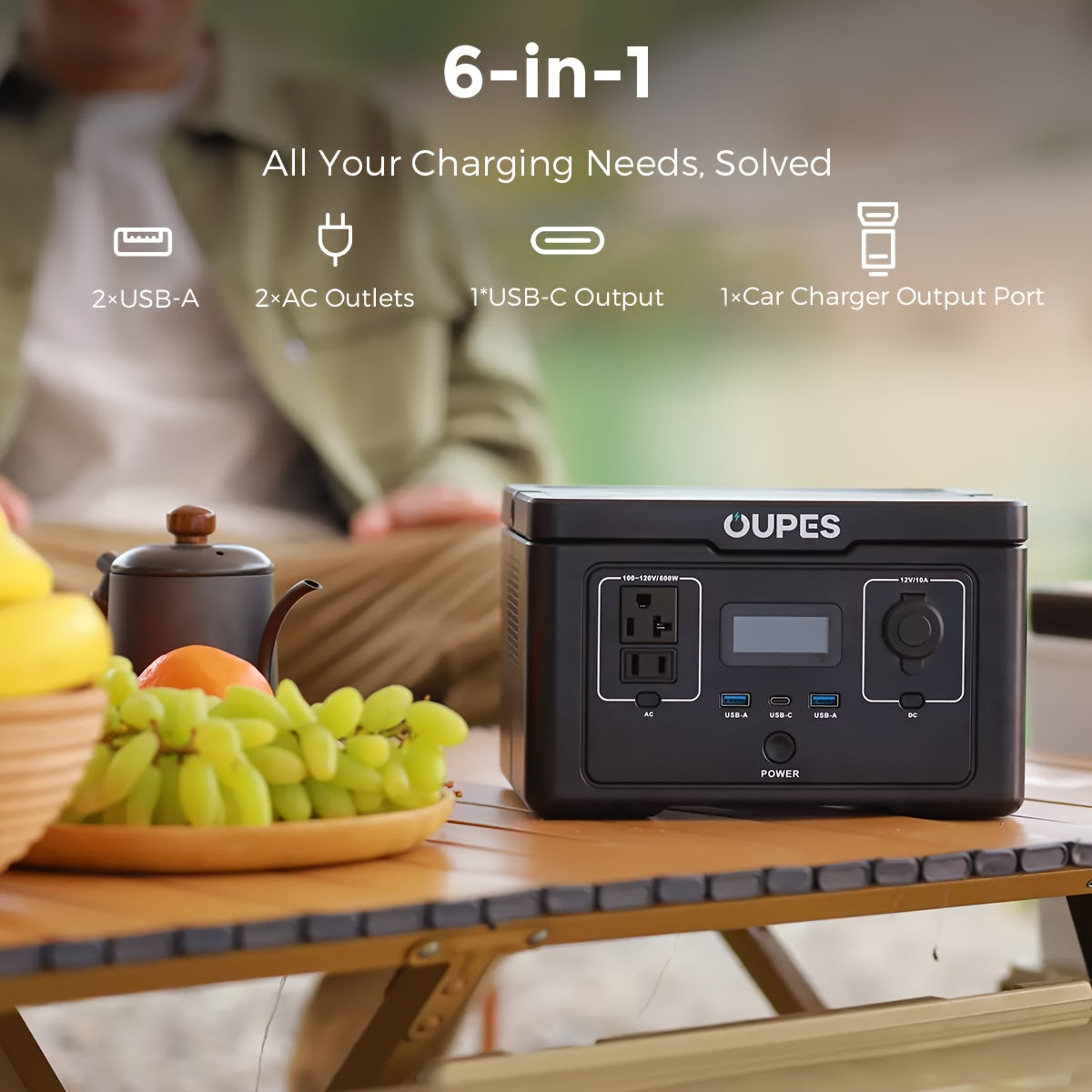 OUPES 600W/256Wh Exodus 600 Portable Power Station Mini Solar Generator Camping