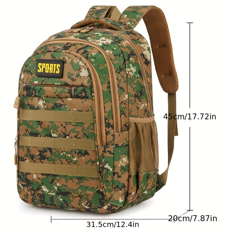 Men'S Camo Large Capacity Backpack - Durable Nylon, Multiple Compartments, Zip Closure, Ideal for Hiking, Travel & School, Outdoor Backpack|Camouflage Backpack|Secure Zipper Closure, Backpack for Trave
