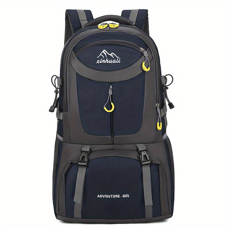 OGEHUAFEE 40L Adventure Backpack - Black with Yellow Accents, Adjustable Straps, Multiple Compartments, Durable Nylon, Ideal for Hiking, Travel, and Everyday Use, Travel Gear | Adjustable Strap Backpack | Durable Zippers
