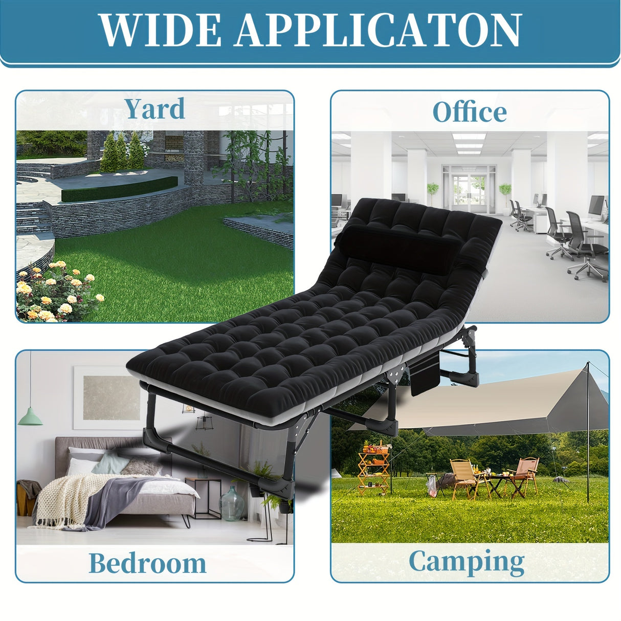 Sleeping Cots for Adults, 5-Position Folding Chaise Lounge Chairs Outdoor, Portable Folding Bed Cot Lounge Chair for Beach Lawn Camping Pool Sun Tanning