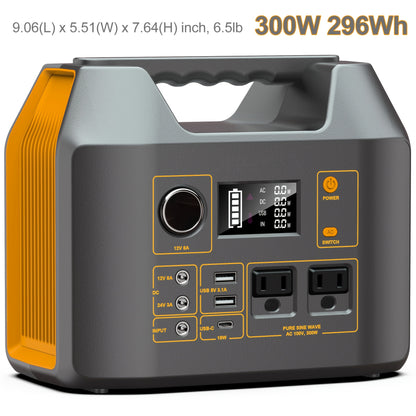 [300W Portable Solar Generator] Portable Power Station Solar Generator - 300W/250W/150W/100W, 146Wh/155Wh/250Wh/280Wh/296Wh Compact Lithium-Ion Battery Charger with 110V AC Outlet, DC & USB Outputs, LED Flashlight, Built-in C