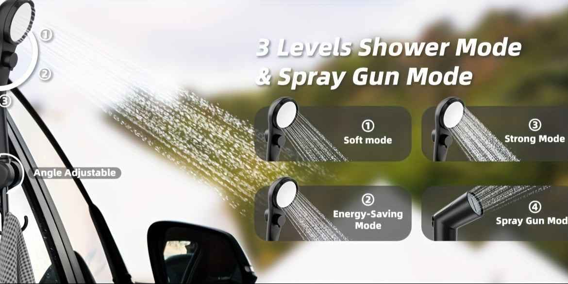 [Portable Shower] 6000mAh Portable Camping Shower | 5 Gallon Foldable Bucket & Filtered Shower Head - Battery/USB Powered Outdoor Shower for Hiking, Beach, Travel, Pet Bath, Car Washing, Surf & Boat Cleaning, Highquality Comp