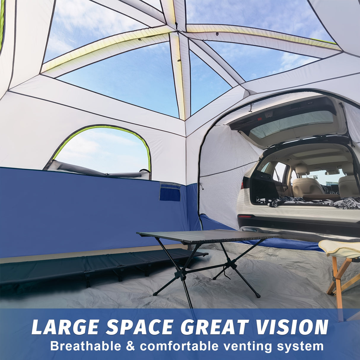 UNP SUV Tent For Camping, 6-person Car Camping Tent, SUV Tailgate Tent For Outdoor, Easy Set Up Tent With Rainfly 10'x9'x78in (H)