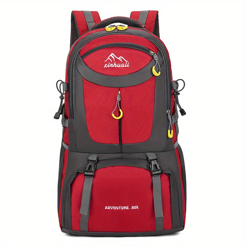OGEHUAFEE 40L Adventure Backpack - Black with Yellow Accents, Adjustable Straps, Multiple Compartments, Durable Nylon, Ideal for Hiking, Travel, and Everyday Use, Travel Gear | Adjustable Strap Backpack | Durable Zippers