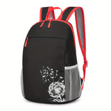 [Lightweight Foldable Backpack] Lightweight Nylon OGEHUAFEE Backpack - Large Capacity, Foldable Design | Travel, Hiking & Commuting, Black with Floral Accents, Adjustable Shoulder Straps, Zip Closure
