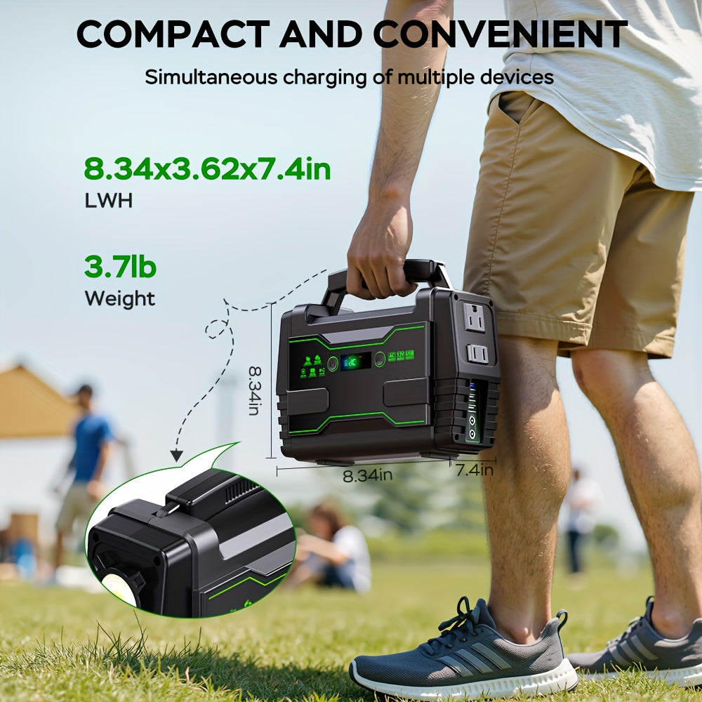 Portable Power Station 200W/300W Peak Camping Solar Generator 296/222//167/155Wh Power Bank with 30/40/60W Solar Panel with AC Outlet 110V with Multi-Output LED Flashlights for CPAP Home Camping Hurricane Emergency Christmas