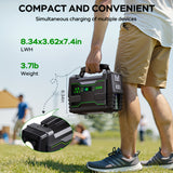 Portable Power Station 200W/300W Peak Camping Solar Generator 296/222//167/155Wh Power Bank with 30/40/60W Solar Panel with AC Outlet 110V with Multi-Output LED Flashlights for CPAP Home Camping Hurricane Emergency Christmas