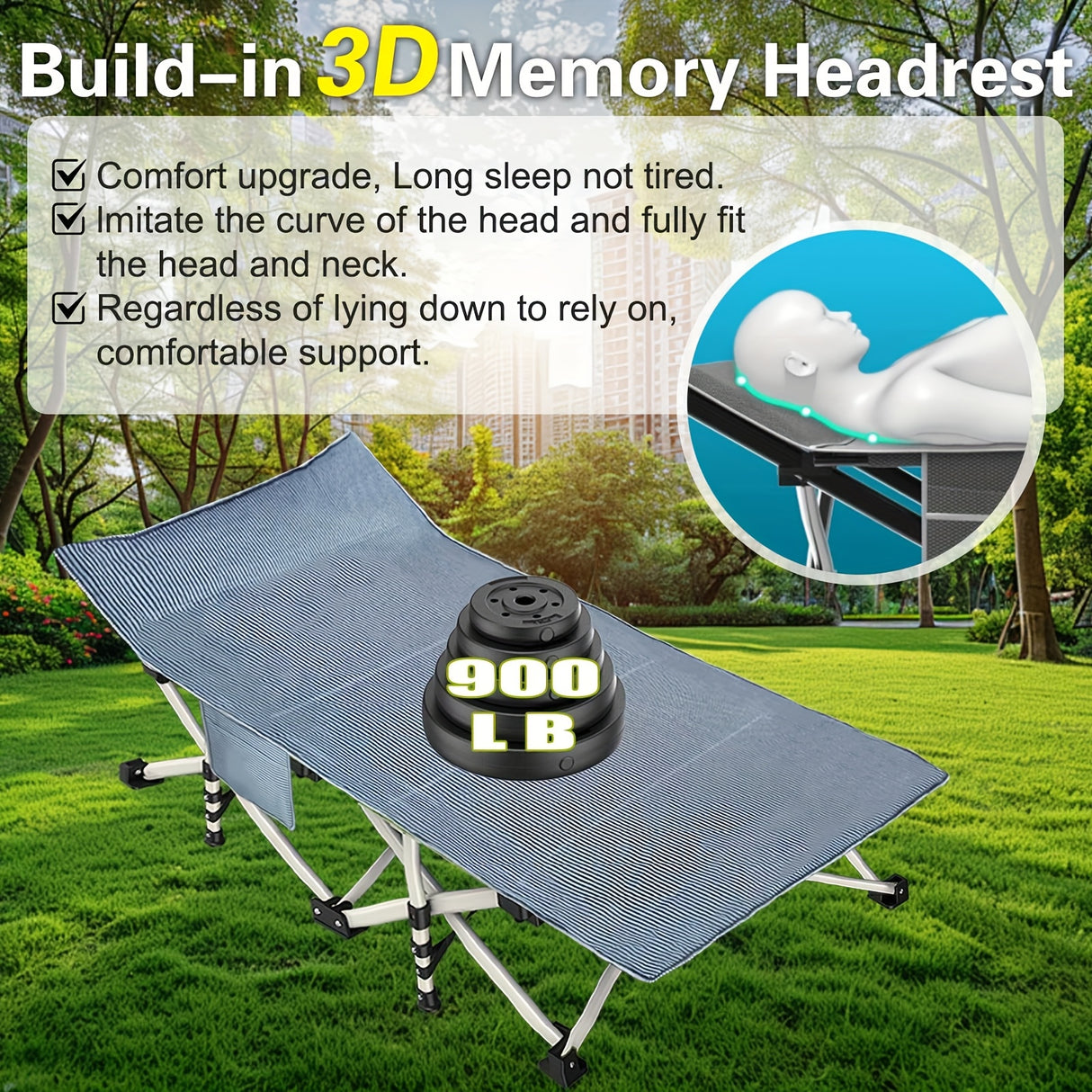 Oversize XXL Folding Camping Cot Extra Wide Heavy Duty Guest Bed with Mattress Max Load 700lbs Cots for Sleeping for Adults Kids Portable Bed Travel for Outdoor Beach Garden Fishing Vacation 79" L X 32" W X 18" H Camping Hunt