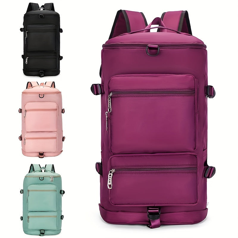 Large Capacity Waterproof Nylon Backpack with Dry/Wet Separation, Shoe Compartment - Adjustable Straps, Multi-Functional Outdoor Hiking and Camping Bag for Men and Women, Purple, Backpack for Travel