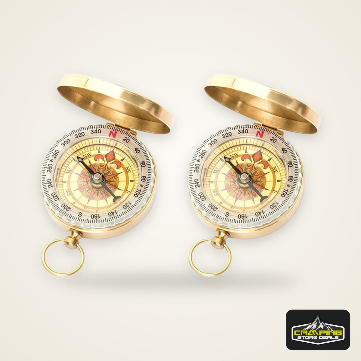 3Y-1/2Pcs Brass Pocket Compass for Camping  Hiking Water-Resistant Handheld Navigation Device Outdoor Portable Orienteering Gear