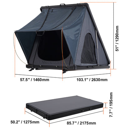 VEVOR Rooftop Tent Hard Shell 2-3 Person Waterproof for Jeep SUV Truck w/ Ladder