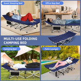 Camping Cots for Adults with Mattress, Chaise Lounges Folding Outdoor Camping Travel Cot with Pad 900LBS(Max Load), Lightweight, Stable, Durable Folding Bed with Carrying Bag