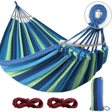 2-Person Anti-Flip Camping Hammock with Striped Design - Spacious Double Hammock with Quick-Setup Straps & Durable 100% Polyester Fabric for Couples, Friends - Perfect for Backyard, Beach, Hiking & Outdoor Adventures, Beach H