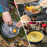 Flat Bottom Non-stick Pan, Foldable Camping Cookware Set, Portable Picnic Non-stick Pan And Lightweight Kettle Set, Mesh Storage Bag, Suitable For Outings, Hiking, Spring Outings, Family Gatherings