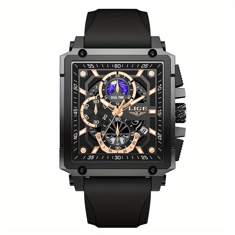 LIGE Fashion Chronograph Watches Sports Wristwatch Men's Accessories, Ideal Choice For Gifts