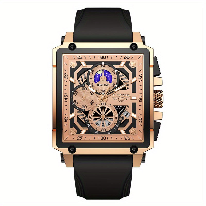 LIGE Fashion Chronograph Watches Sports Wristwatch Men's Accessories, Ideal Choice For Gifts