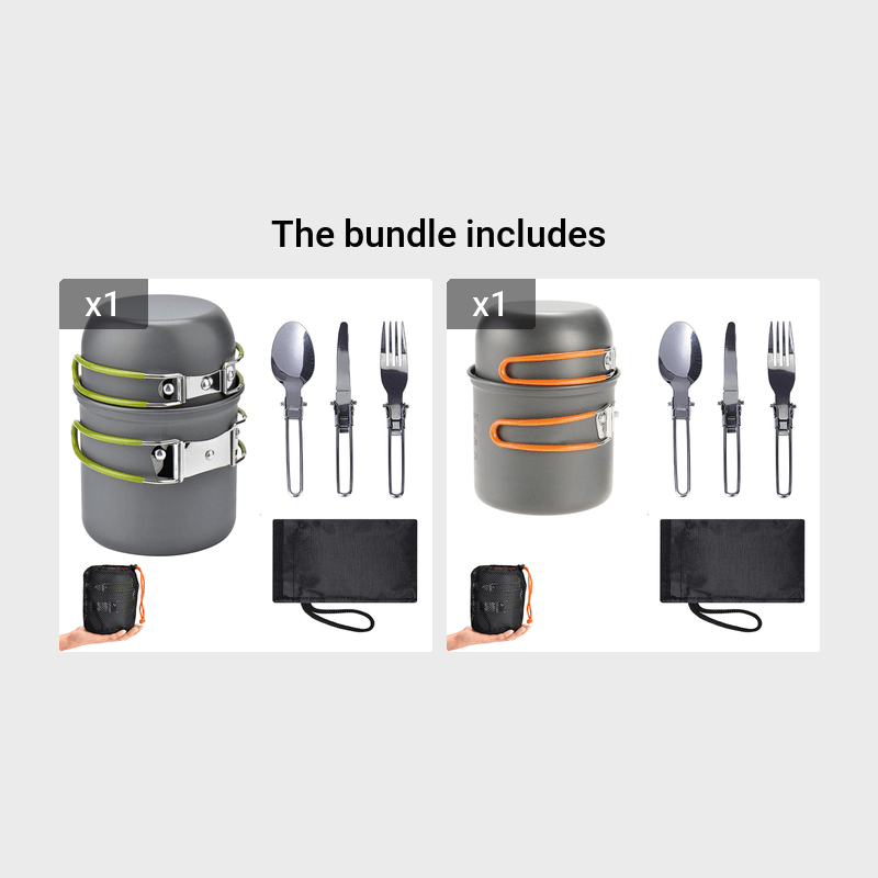 1pc Camping Cookware Kit With Stainless Forks Knives Spoons For Outdoor Camping, Picnic, Travel, Cooking
