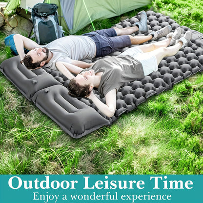 Portable 2-Person Waterproof TPU Coated Camping Air Mattress - Inflatable Bed with Built-in Pump, Compact Sleeping Pad, Carry Bag, and Repair Kit for Outdoor Camping, Hiking, Backpacking