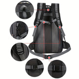OGEHUAFEE 40L Adventure Backpack - Black with Yellow Accents, Adjustable Straps, Multiple Compartments, Durable Nylon, Ideal for Hiking, Travel, and Everyday Use, Travel Gear | Adjustable Strap Backpack | Durable Zippers