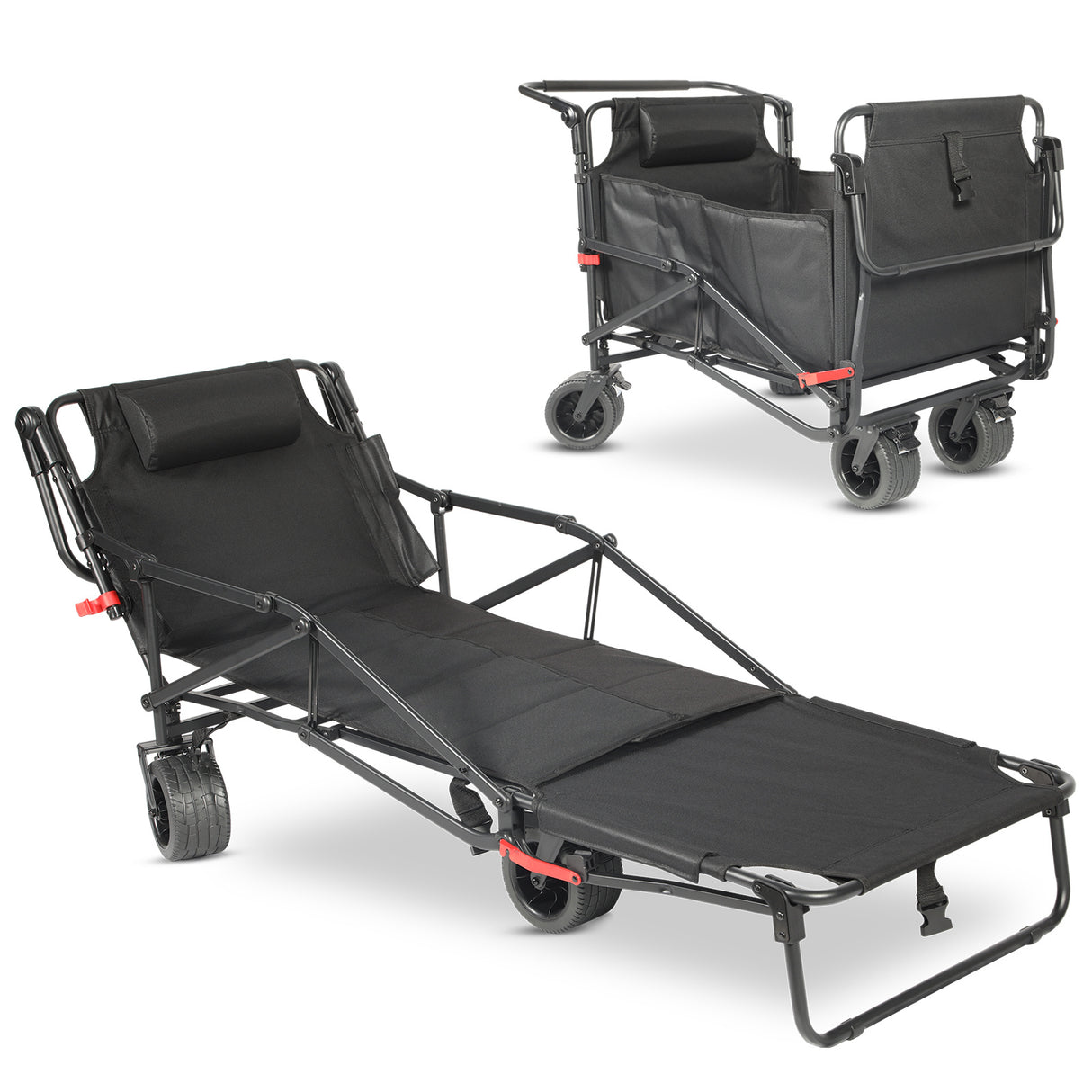 Collapsible Folding Wagon Cart, Convertible beach chair, Large Capacity Camping Wagon, Can hold up to 400 lbs, All Terrain Foldable Wagon, Heavy Duty Utility Wagon Cart For Grocery Outdoor Beach Gardening Shopping Fishing