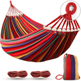 2-Person Anti-Flip Camping Hammock with Striped Design - Spacious Double Hammock with Quick-Setup Straps & Durable 100% Polyester Fabric for Couples, Friends - Perfect for Backyard, Beach, Hiking & Outdoor Adventures, Beach H